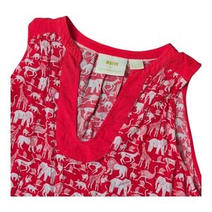 Maeve Anthropologie Melange Red Animal Print Sleeveless Shirt Tank Women's 10 M